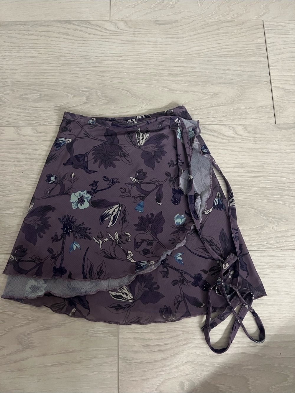 Ballet Floral Wrap Mini Skirt — Purple